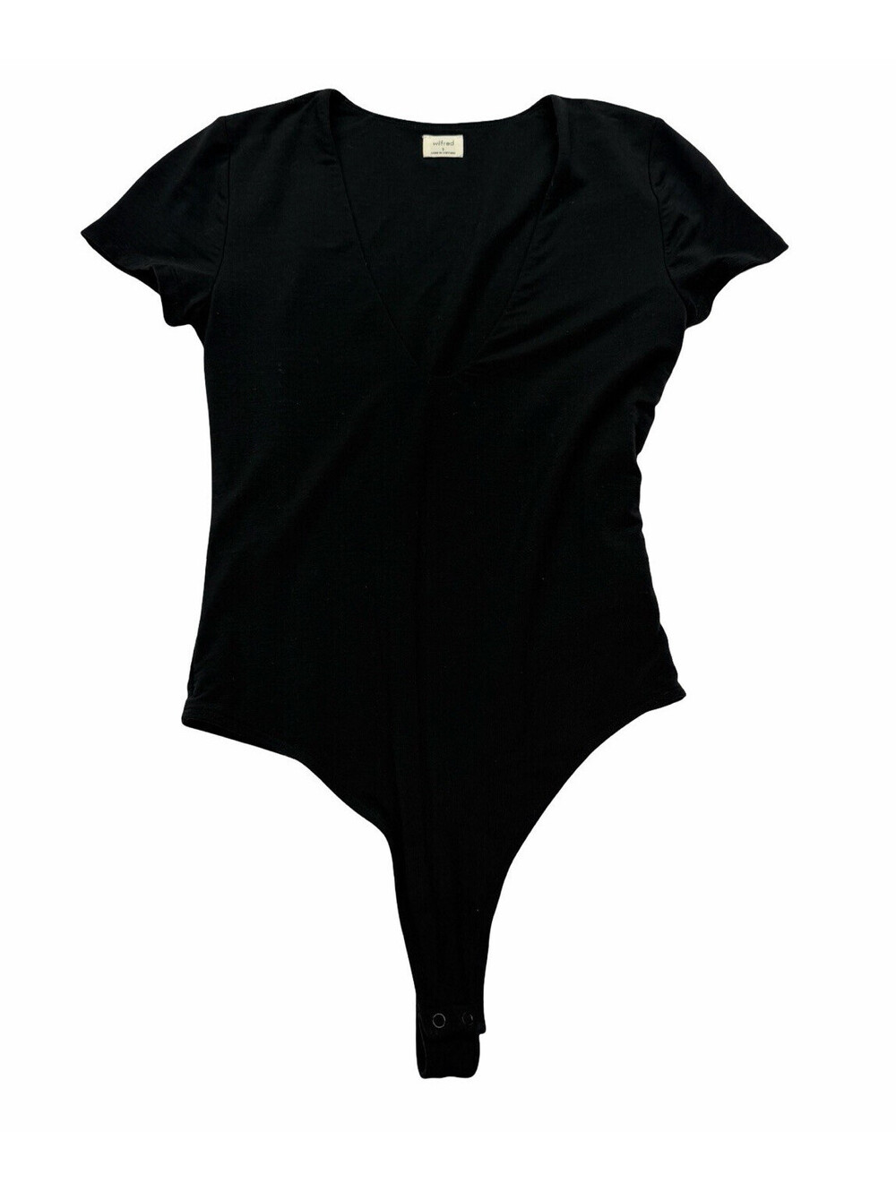 Aritzia Babaton Short Sleeve V-Neck Bodysuit Black Size S